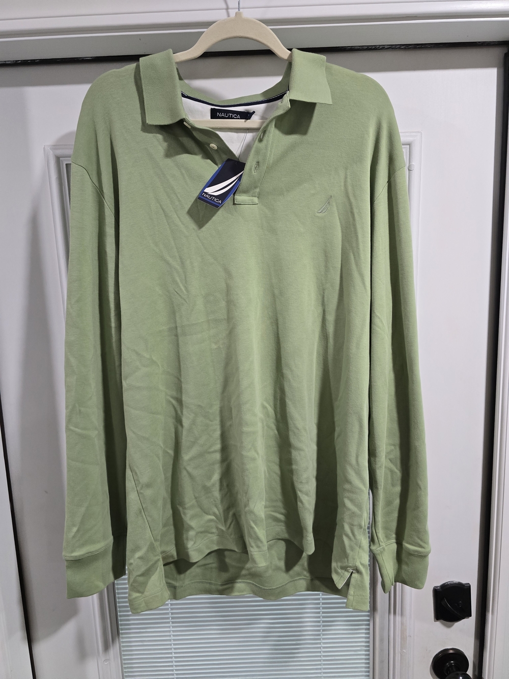 Nautica Men's Long-Sleeve Polo in Pale Green